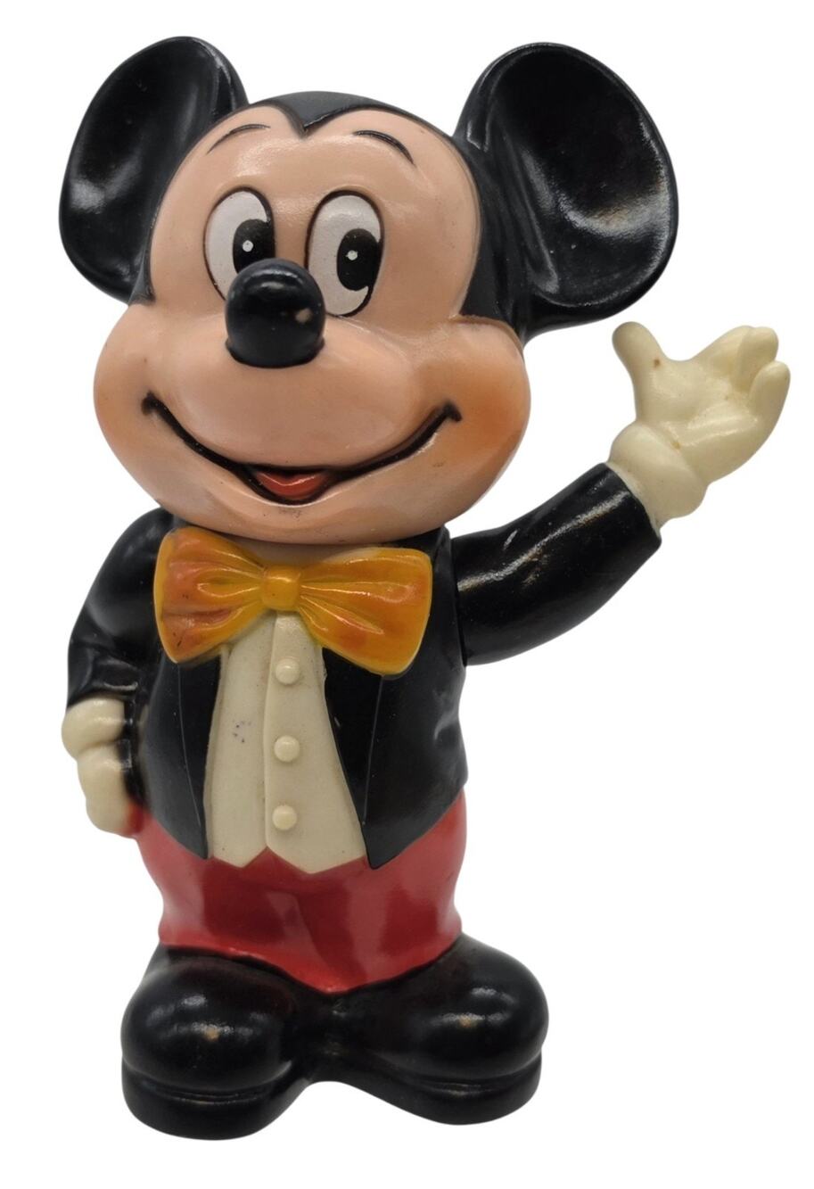 Vintage Walt Disney Mickey Mouse Plastic Piggy Bank Figure 6" Coin